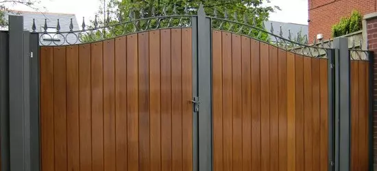 wooden and iron driveway gate