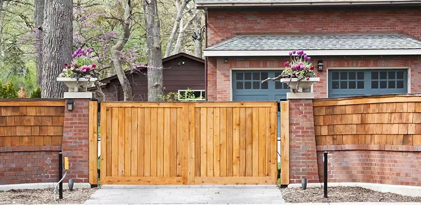 electric wooden driveway gate